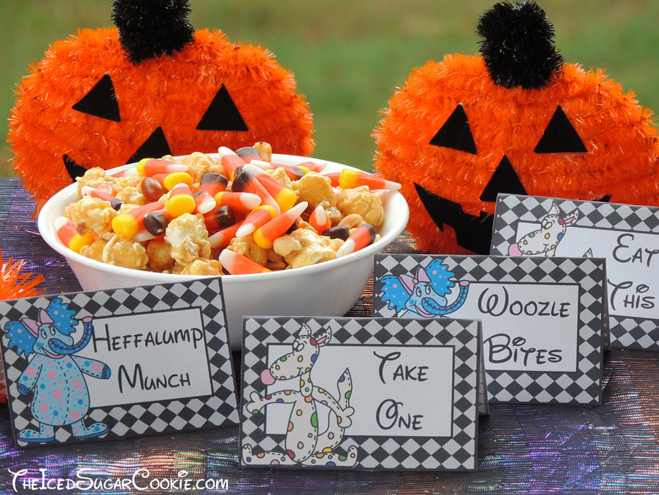 Heffalumps And Woozles Food Label Tent Cards-DIY Halloween Trick Or Treat Birthday Party Ideas-Printable Template Digital Download