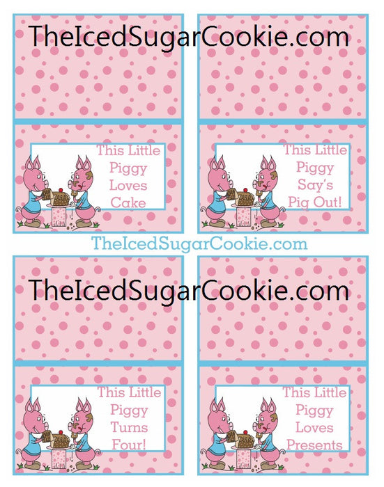 This Little Piggy Birthday Party Food Label Tent Cards | Printable Digital Download TheIcedSugarCookie.com #piggyfoodcards #pigfoodcards