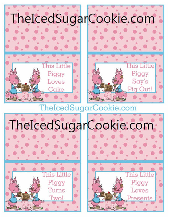 This Little Piggy Birthday Party Food Label Tent Cards | Printable Digital Download TheIcedSugarCookie.com #piggyfoodcards #pigfoodcards