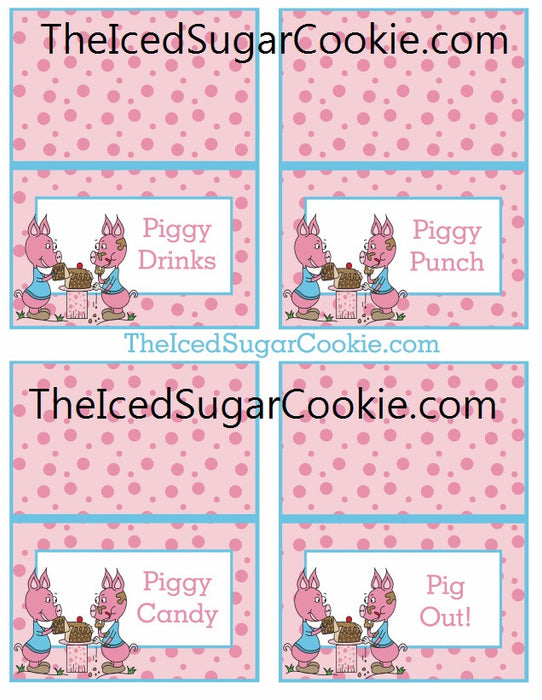 This Little Piggy Birthday Party Food Label Tent Cards | Printable Digital Download TheIcedSugarCookie.com #piggyfoodcards #pigfoodcards